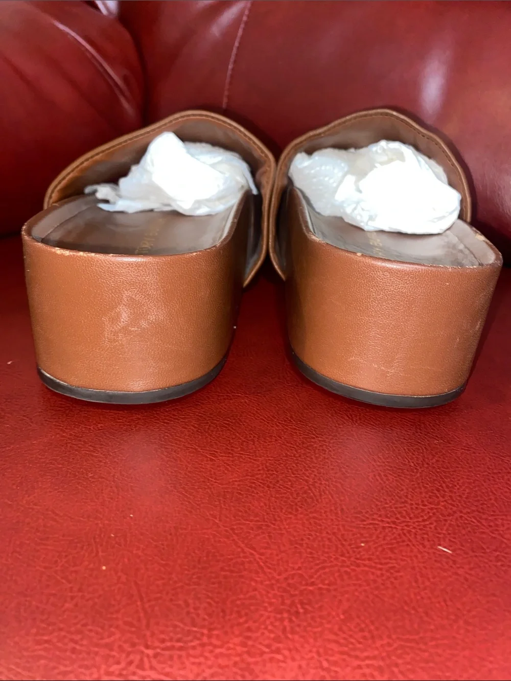 Tory Burch Brown Leather Platform Slide Sandals with Gold Accent